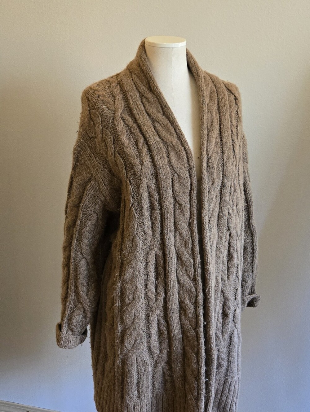 Vince Chunky Cable Knit Alpaca Cardigan L
